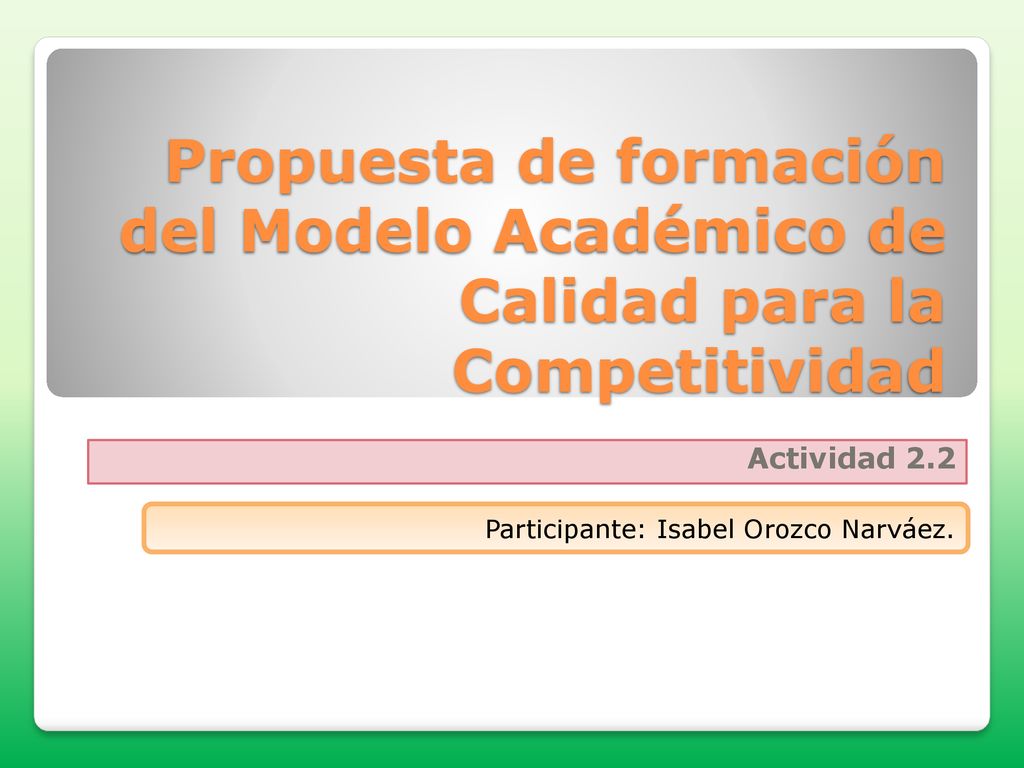 Propuesta de formación del Modelo Académico de Calidad para la Competitividad