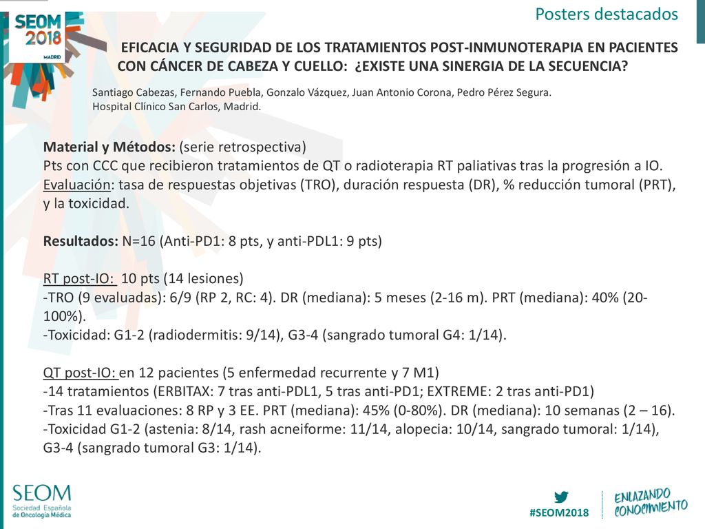 Presentados 26 abstracts ; 24 cabeza y cuello, 2 tiroides: