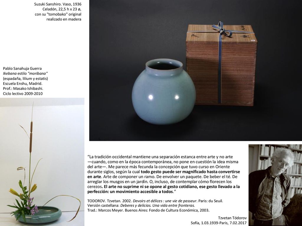 Suzuki Sanshiro. Vaso, 1936 Celadón, 22,5 h x 23 ø, con su tomobako original. realizado en madera.
