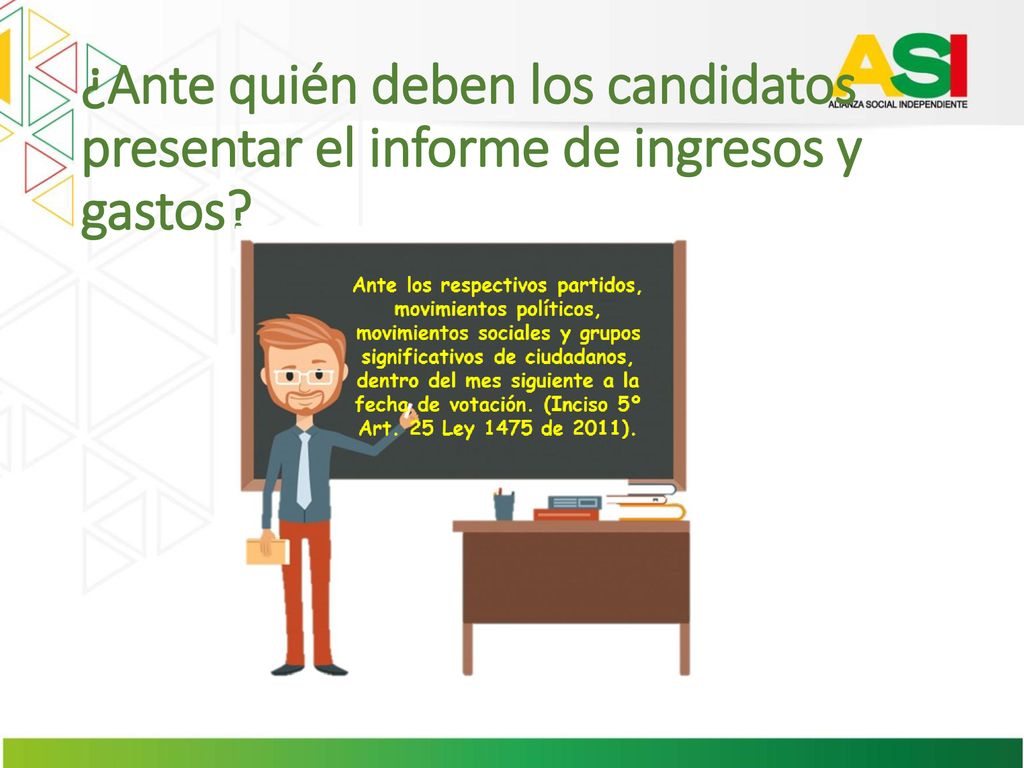 ¿Ante quién deben los candidatos presentar el informe de ingresos y gastos