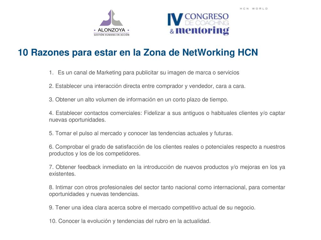 10 Razones para estar en la Zona de NetWorking HCN