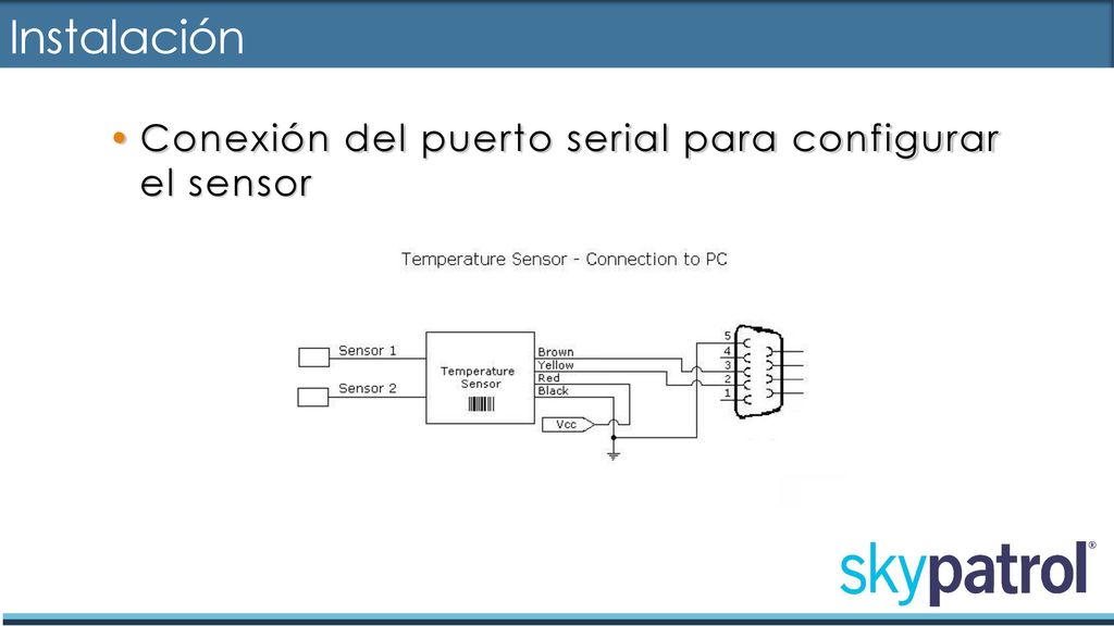 Instalación Conexión del puerto serial para configurar el sensor