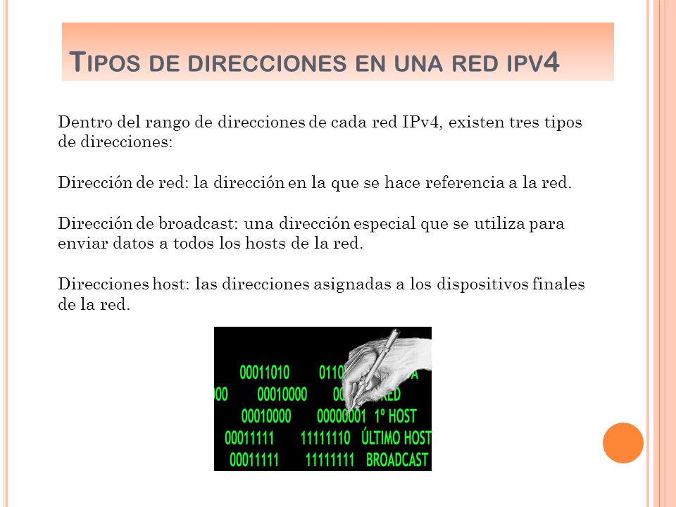 Tipos de direcciones en una red ipv4