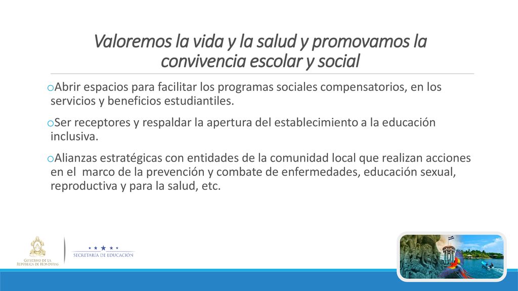 Valoremos la vida y la salud y promovamos la convivencia escolar y social