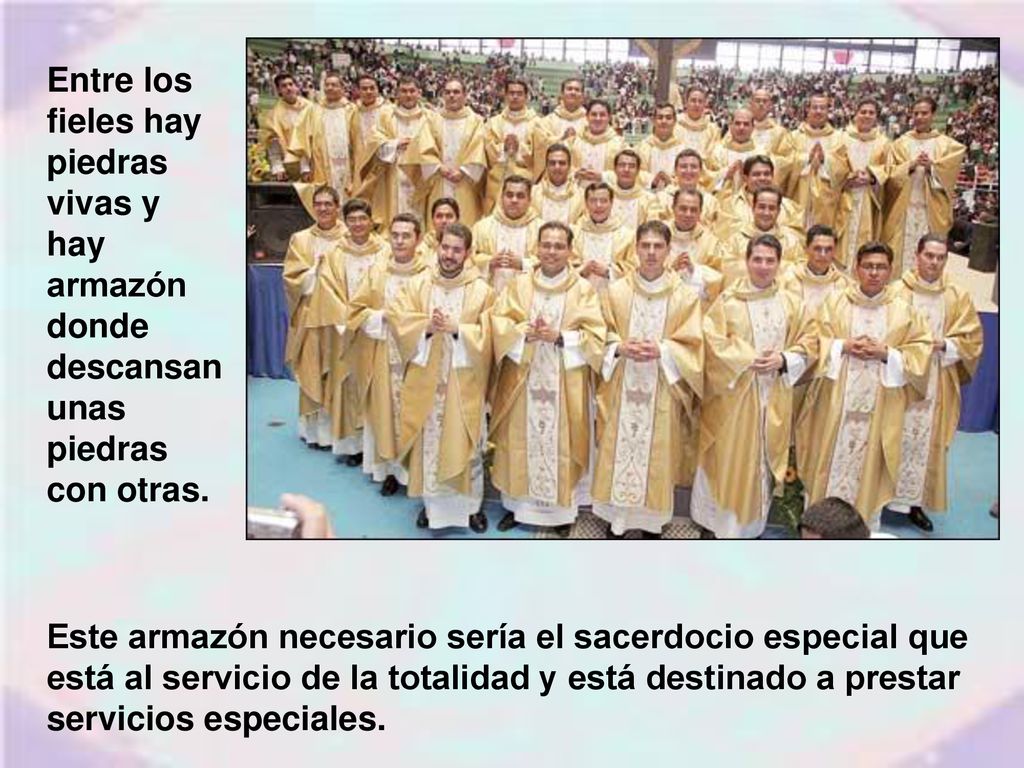 Entre los fieles hay piedras vivas y hay armazón donde descansan unas piedras con otras.