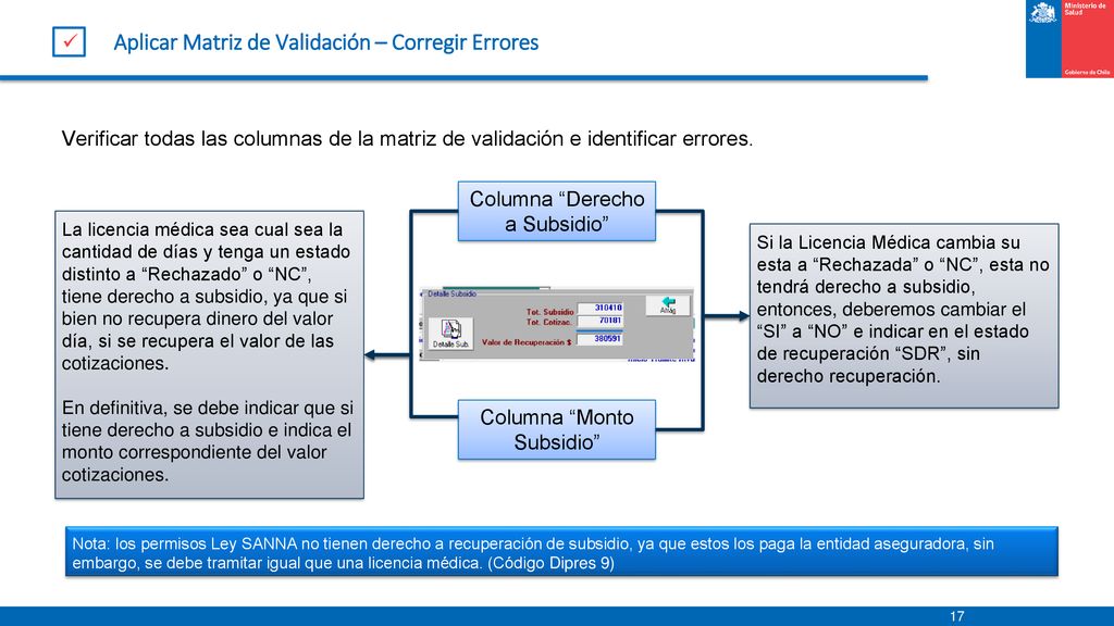 Aplicar Matriz de Validación – Corregir Errores