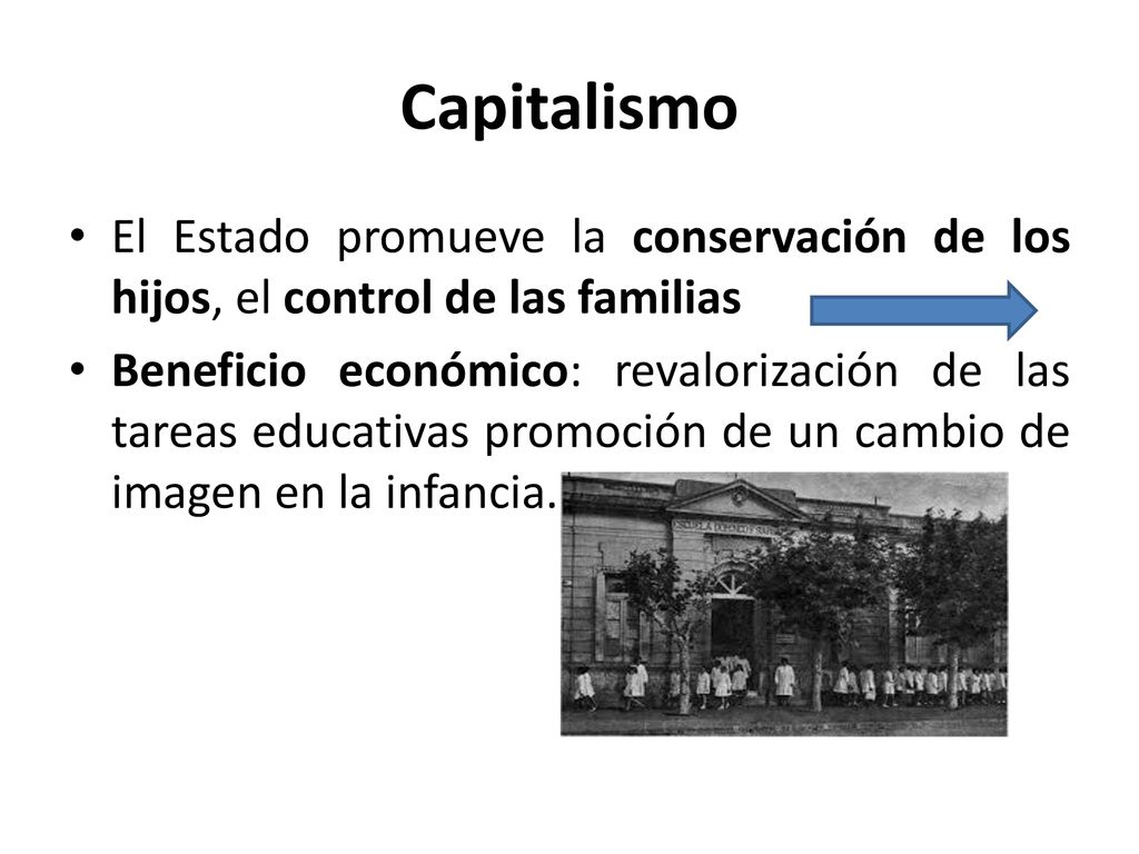 Capitalismo El Estado promueve la conservación de los hijos, el control de las familias.