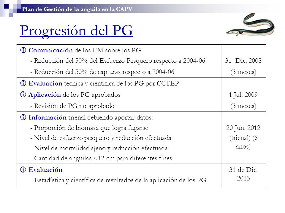 Progresión del PG  Comunicación de los EM sobre los PG