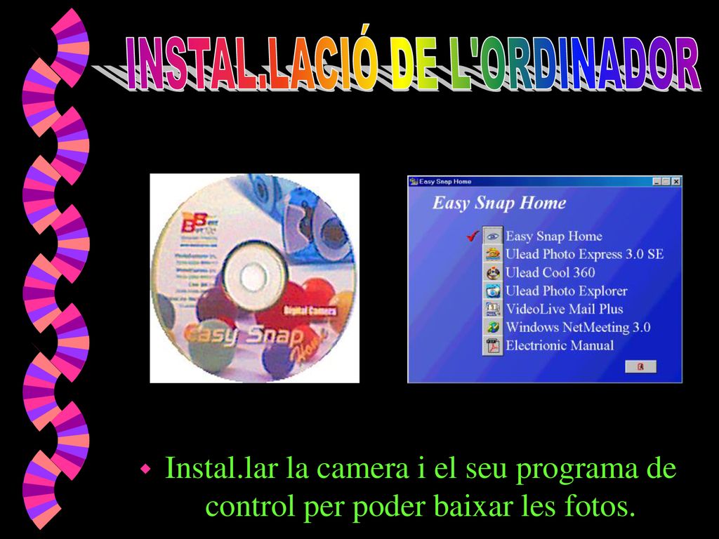 Instal.lar la camera i el seu programa de control per poder baixar les fotos.