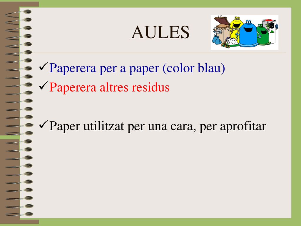 AULES Paperera per a paper (color blau) Paperera altres residus