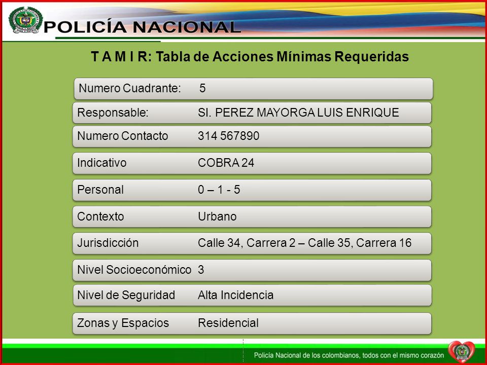 T A M I R: Tabla de Acciones Mínimas Requeridas