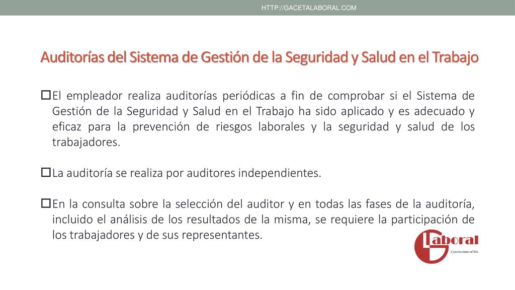 Auditorías del Sistema de Gestión de la Seguridad y Salud en el Trabajo.