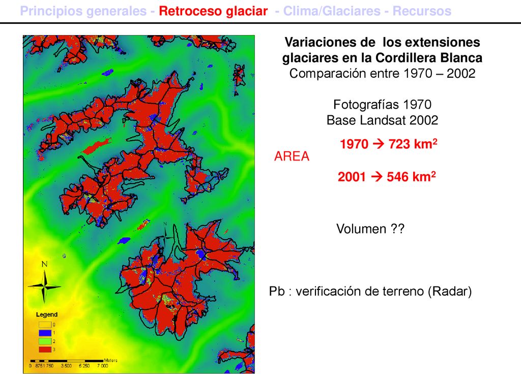 Variaciones de los extensiones glaciares en la Cordillera Blanca