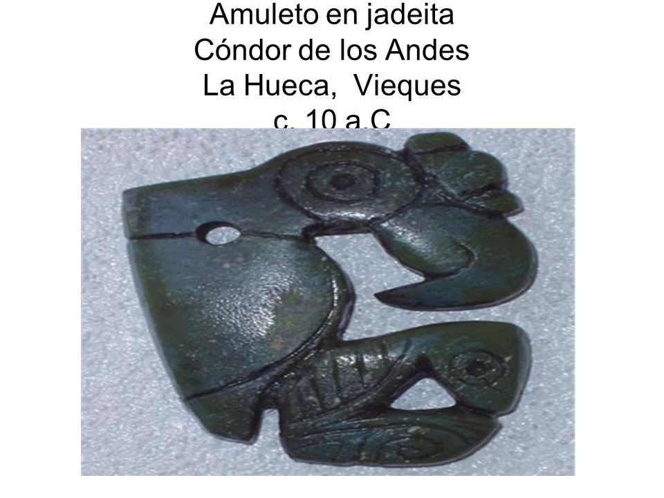 Amuleto en jadeita Cóndor de los Andes La Hueca, Vieques c. 10 a.C