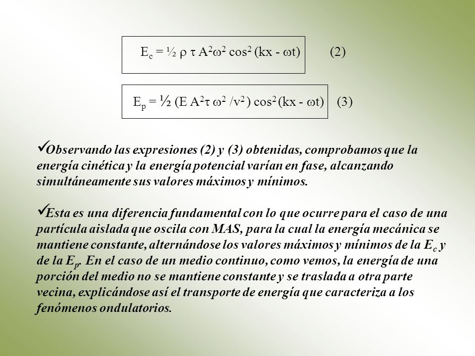 Ec = ½   A22 cos2 (kx - t) (2)