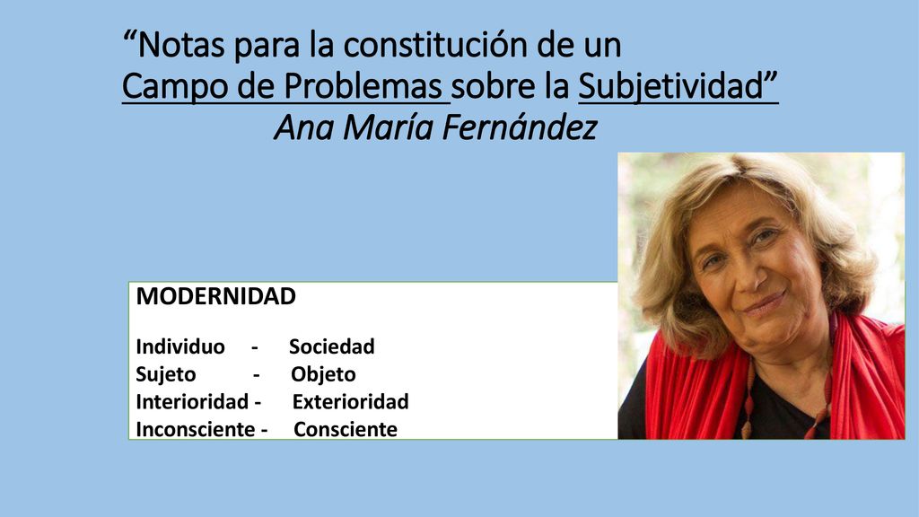 Notas para la constitución de un Campo de Problemas sobre la Subjetividad Ana María Fernández
