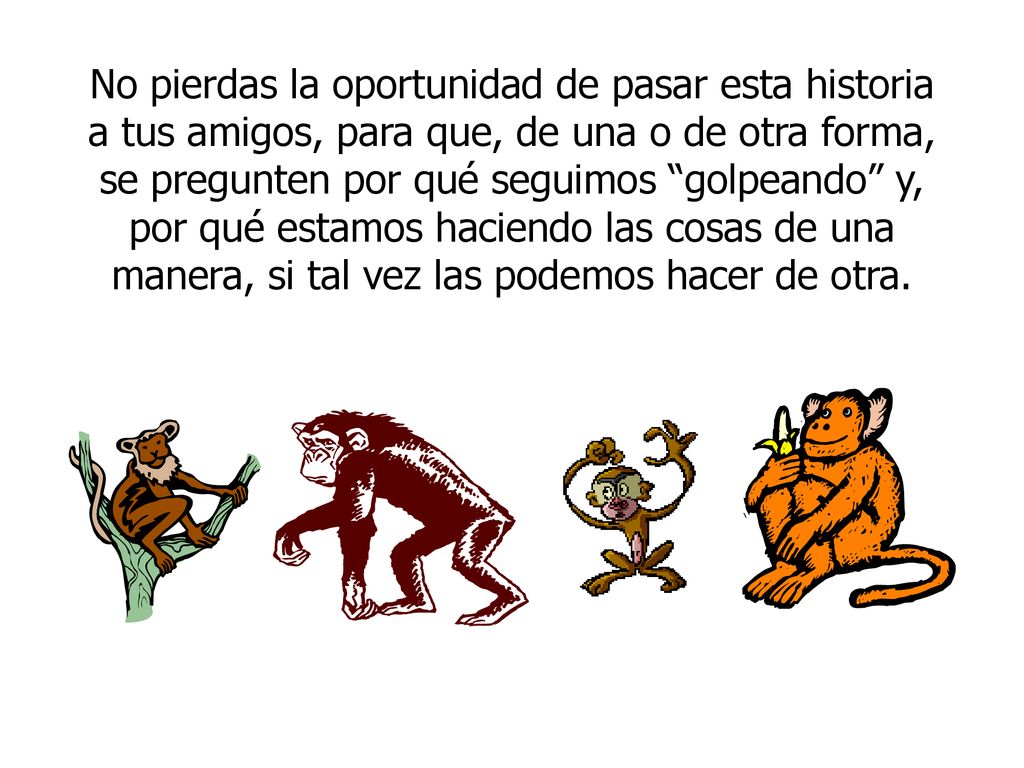 No pierdas la oportunidad de pasar esta historia a tus amigos, para que, de una o de otra forma, se pregunten por qué seguimos golpeando y, por qué estamos haciendo las cosas de una manera, si tal vez las podemos hacer de otra.