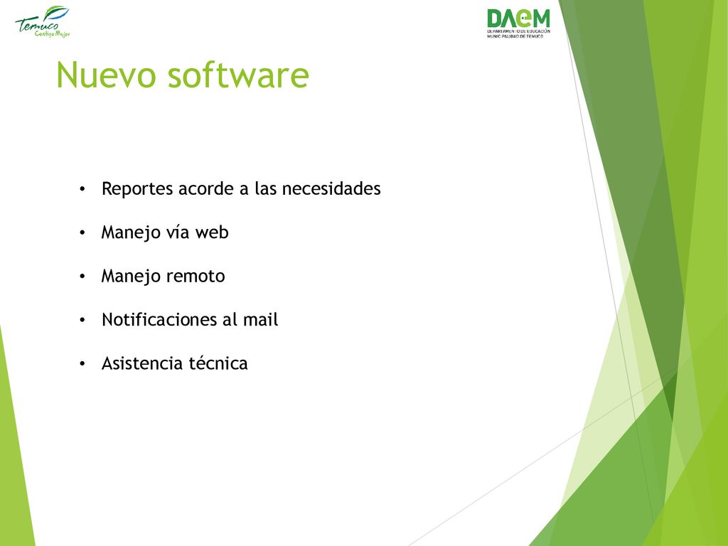Nuevo software Reportes acorde a las necesidades Manejo vía web
