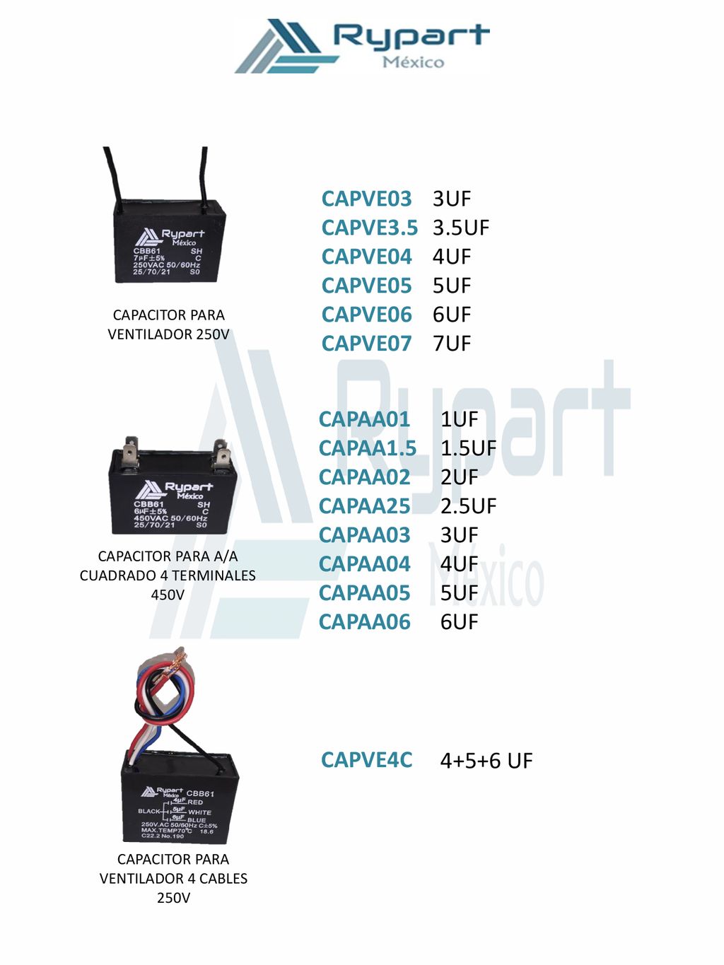 CAPVE03 CAPVE3.5 CAPVE04 CAPVE05 CAPVE06 CAPVE07 3UF 3.5UF 4UF 5UF 6UF
