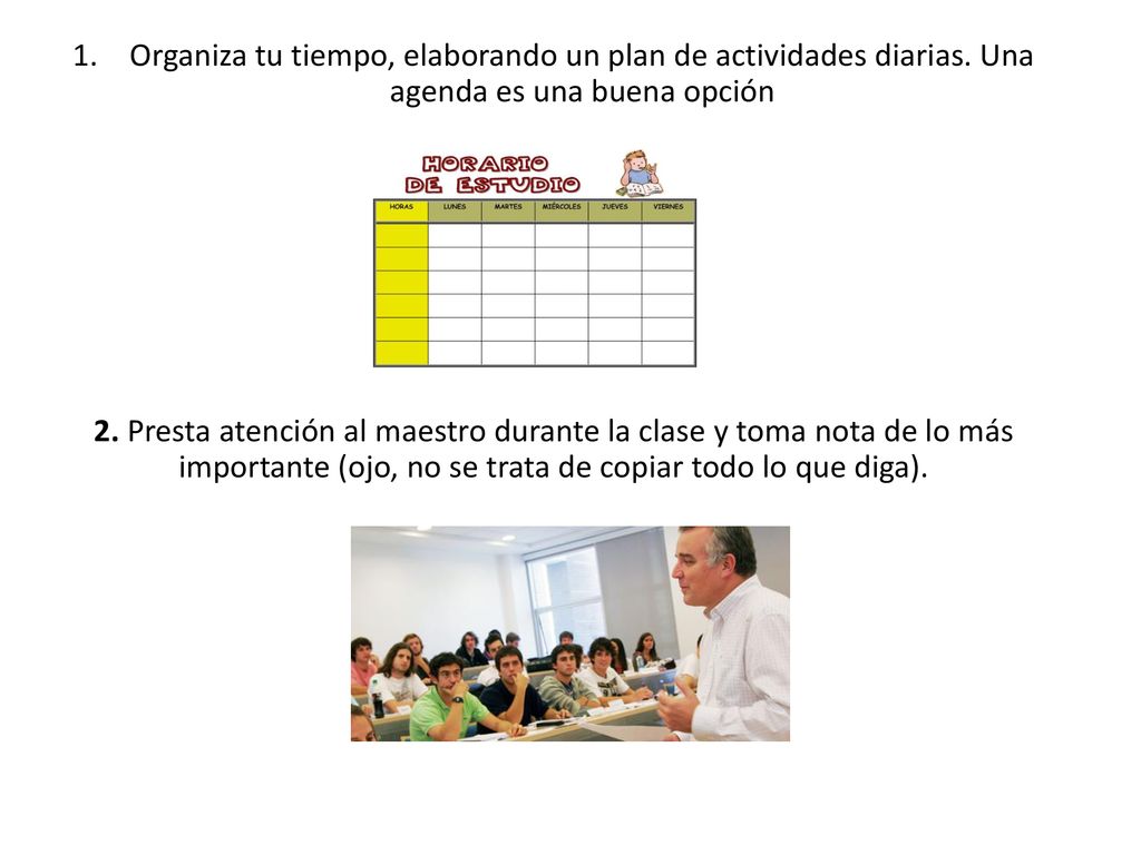 Organiza tu tiempo, elaborando un plan de actividades diarias