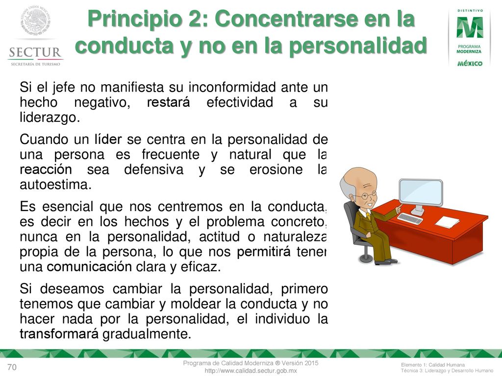 Principio 2: Concentrarse en la conducta y no en la personalidad