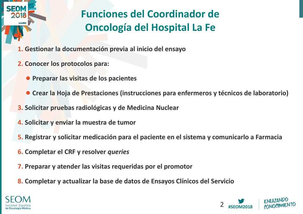 Funciones del Coordinador de Oncología del Hospital La Fe