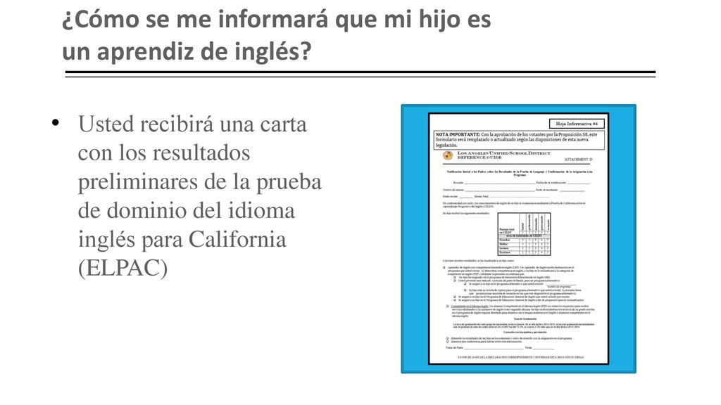 ¿Cómo se me informará que mi hijo es un aprendiz de inglés