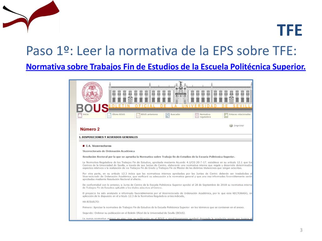 TFE Paso 1º: Leer la normativa de la EPS sobre TFE: