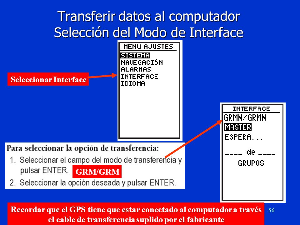 Transferir datos al computador Selección del Modo de Interface