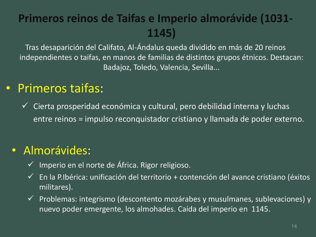 Primeros reinos de Taifas e Imperio almorávide ( )