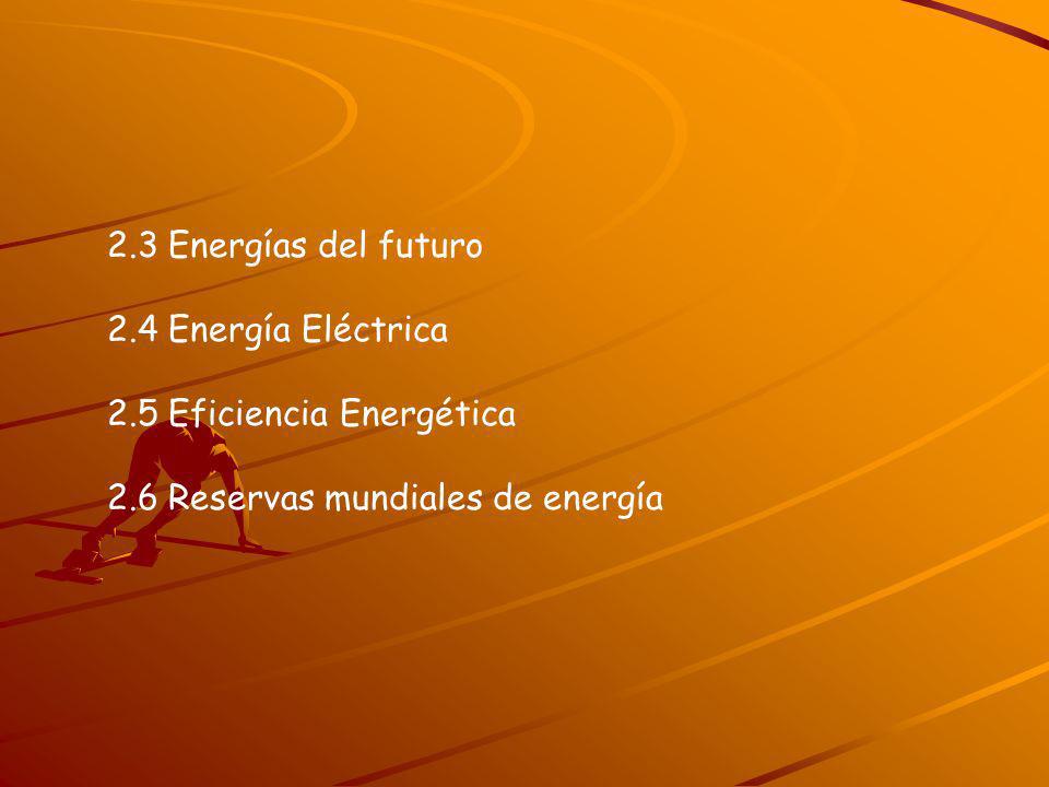 2.3 Energías del futuro 2.4 Energía Eléctrica. 2.5 Eficiencia Energética.