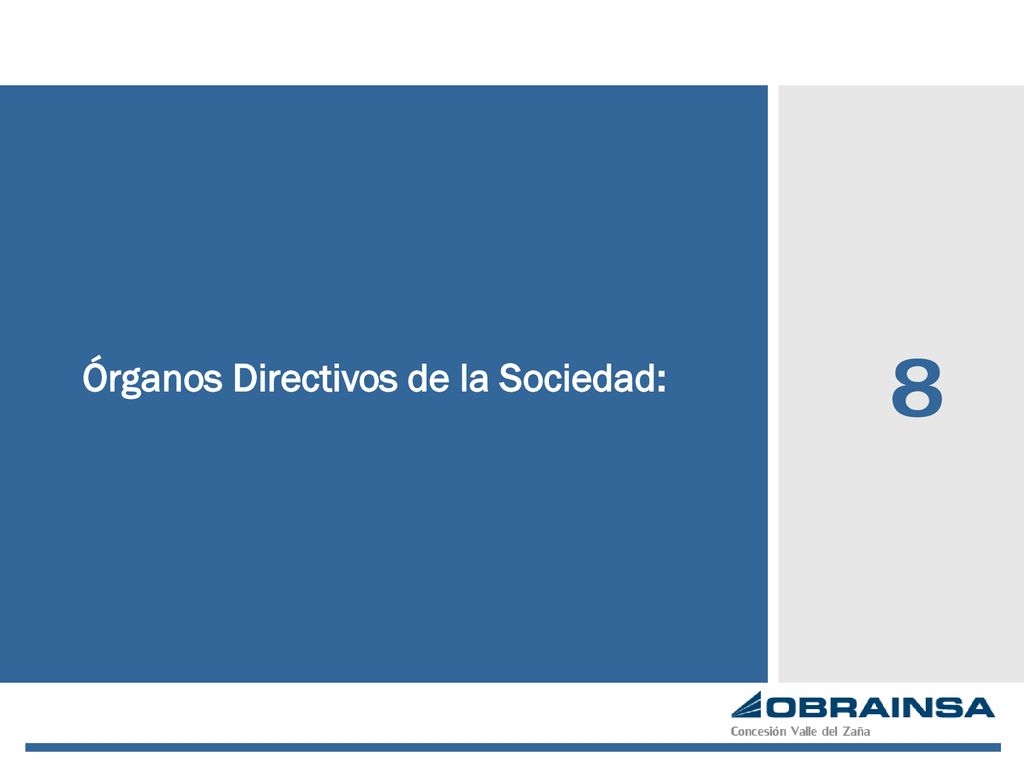 8 Órganos Directivos de la Sociedad: Concesión Valle del Zaña