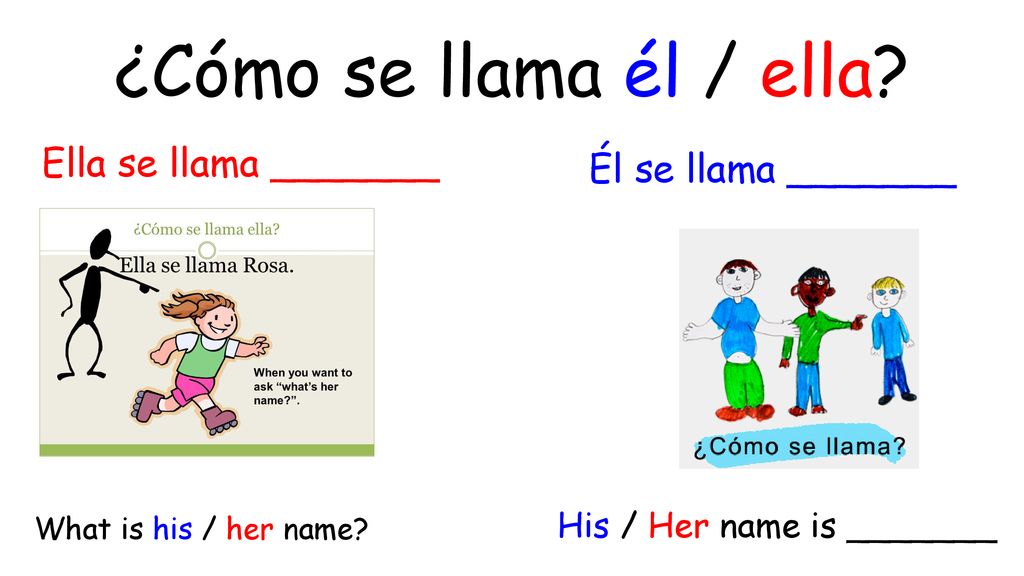 ¿Cómo se llama él / ella Ella se llama _______ Él se llama _______