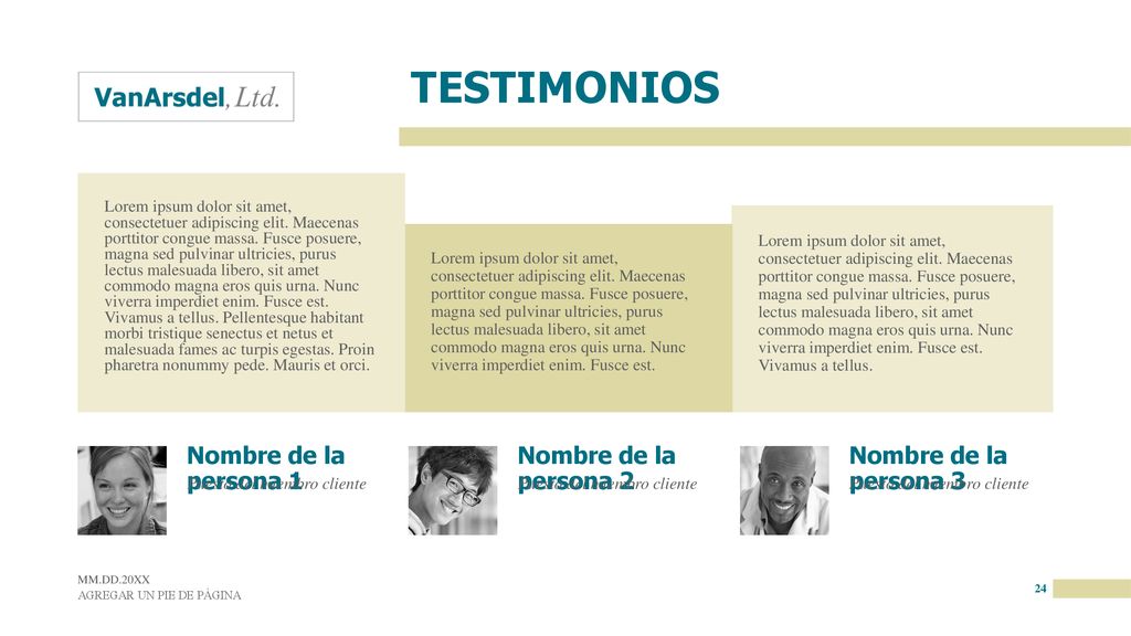 TESTIMONIOS Nombre de la persona 1 Nombre de la persona 2