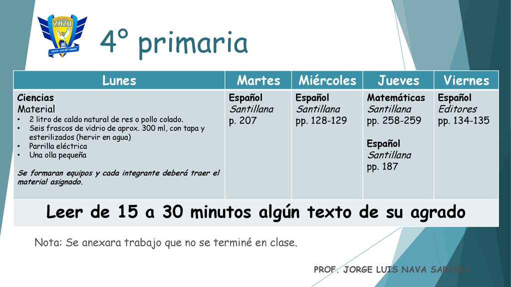 Leer de 15 a 30 minutos algún texto de su agrado