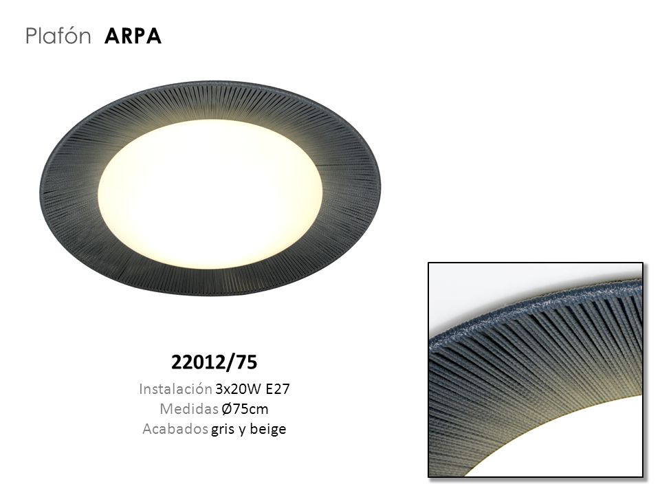 Plafón ARPA 22012/75 Instalación 3x20W E27 Medidas Ø75cm