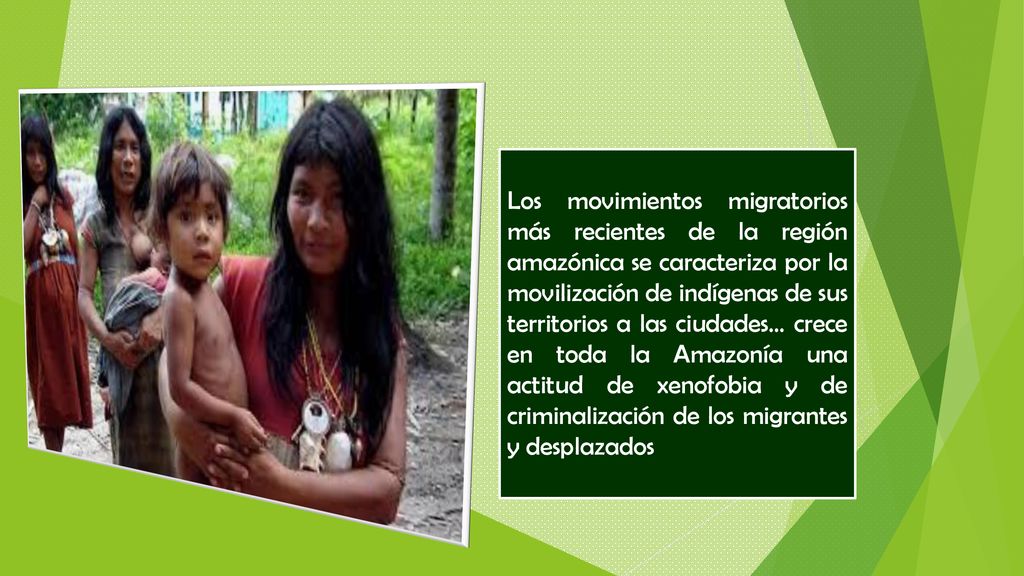 Los movimientos migratorios más recientes de la región amazónica se caracteriza por la movilización de indígenas de sus territorios a las ciudades… crece en toda la Amazonía una actitud de xenofobia y de criminalización de los migrantes y desplazados