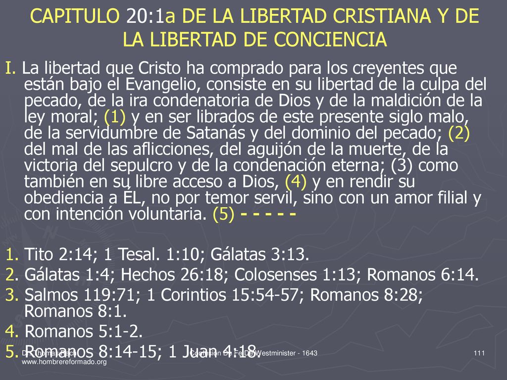 CAPITULO 20:1a DE LA LIBERTAD CRISTIANA Y DE LA LIBERTAD DE CONCIENCIA