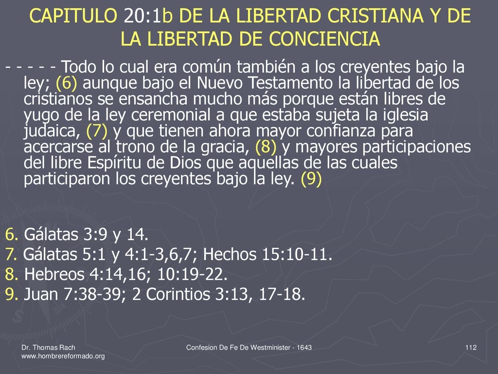 CAPITULO 20:1b DE LA LIBERTAD CRISTIANA Y DE LA LIBERTAD DE CONCIENCIA