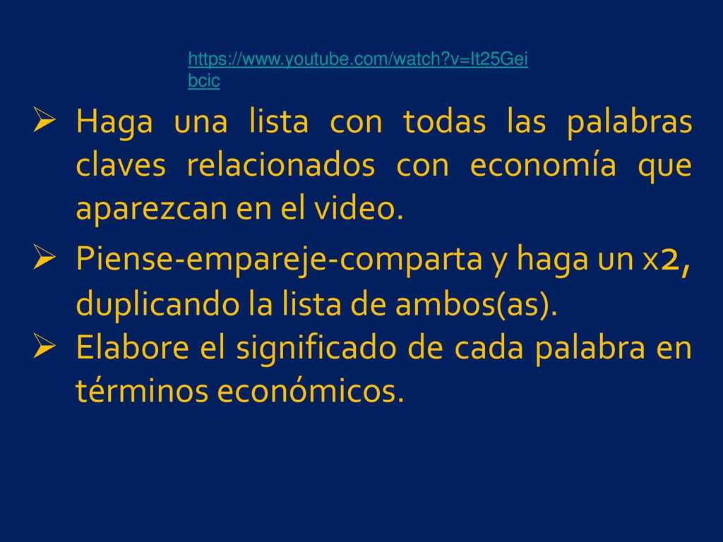 Elabore el significado de cada palabra en términos económicos.