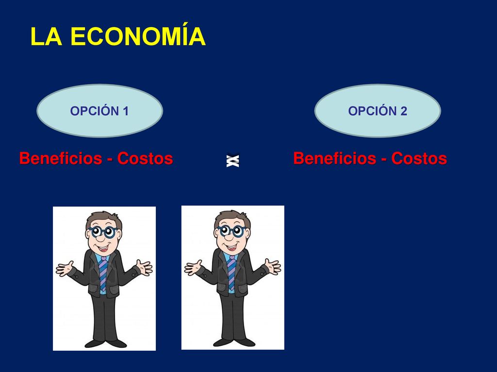 LA ECONOMÍA < > Beneficios - Costos Beneficios - Costos OPCIÓN 1