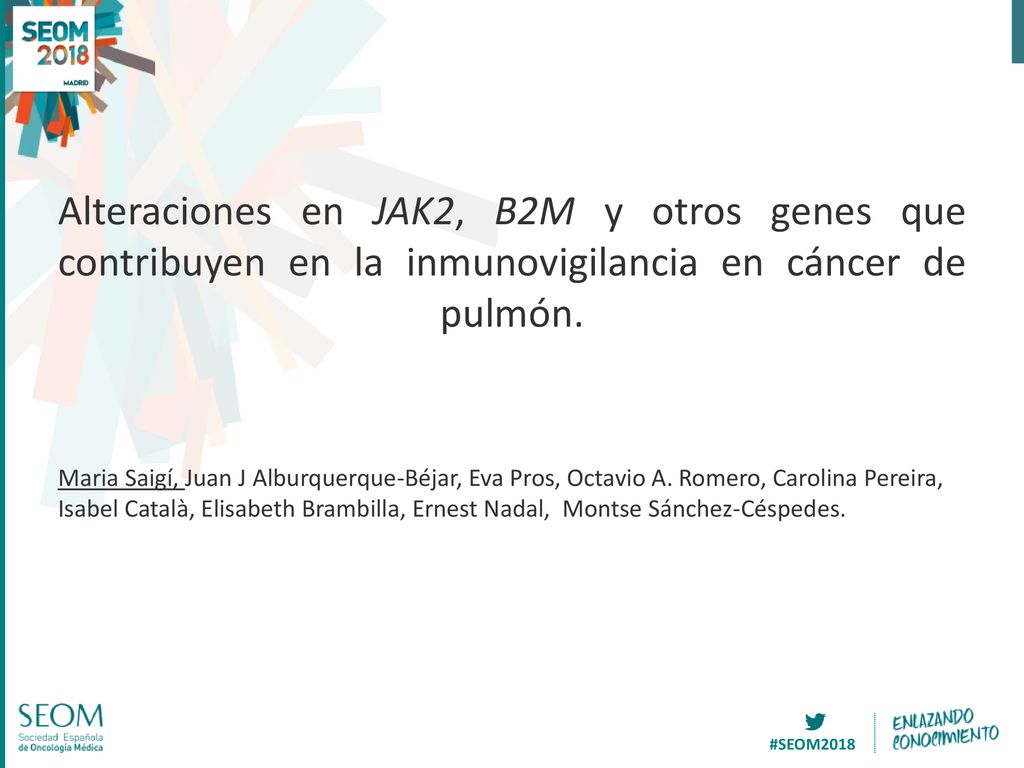 Alteraciones en JAK2, B2M y otros genes que contribuyen en la inmunovigilancia en cáncer de pulmón.