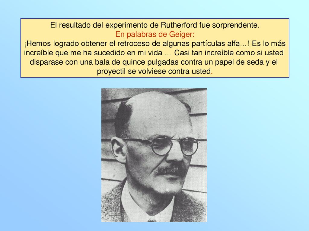 El resultado del experimento de Rutherford fue sorprendente.
