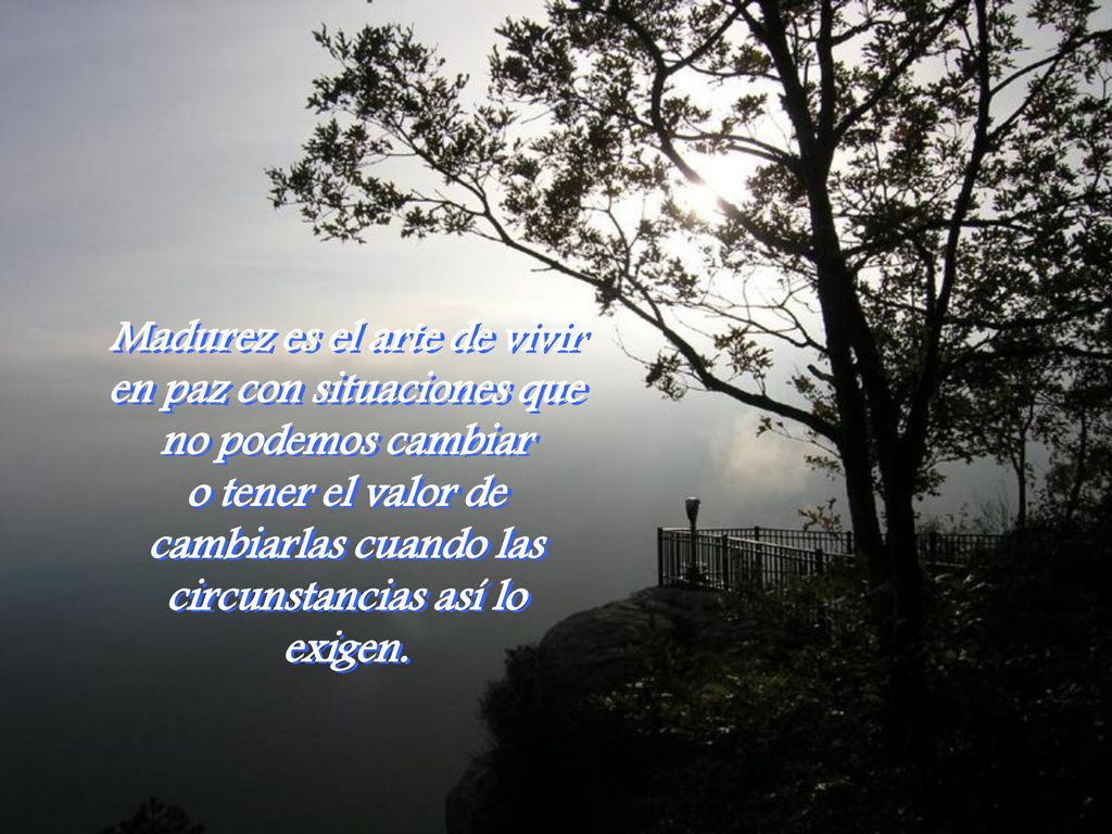 Madurez es el arte de vivir en paz con situaciones que no podemos cambiar