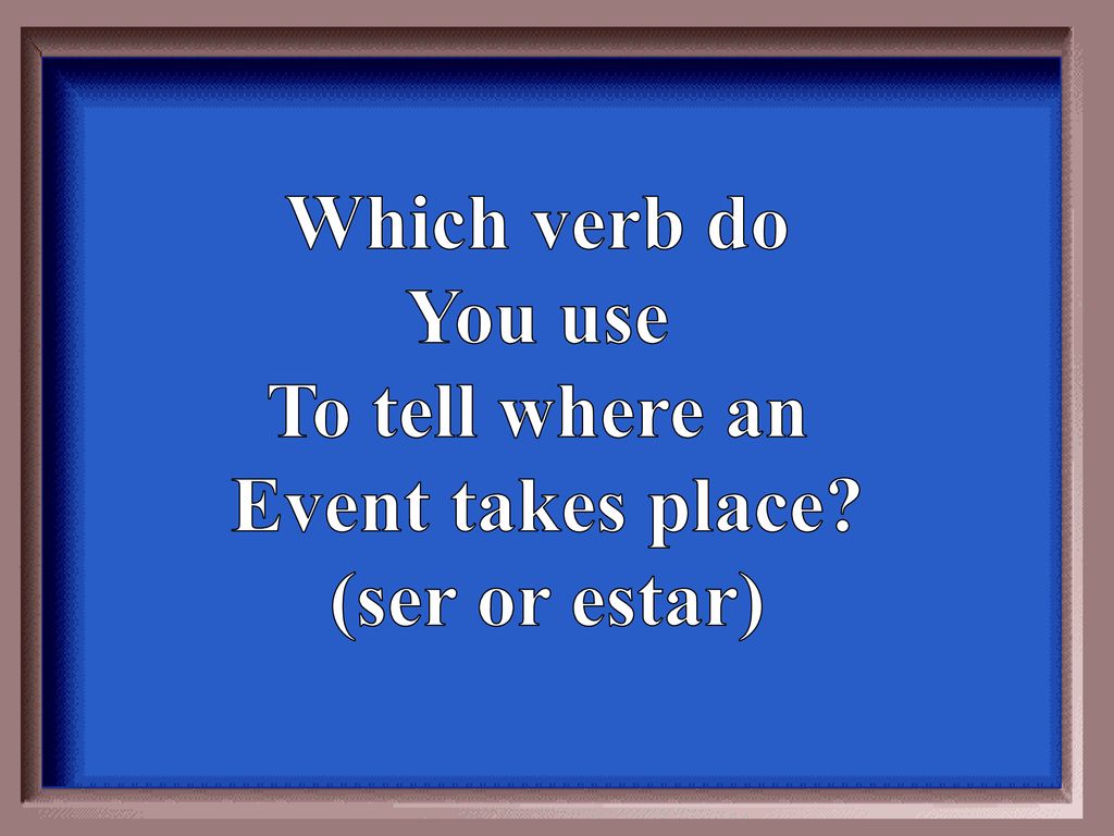 Which verb do You use To tell where an Event takes place (ser or estar)