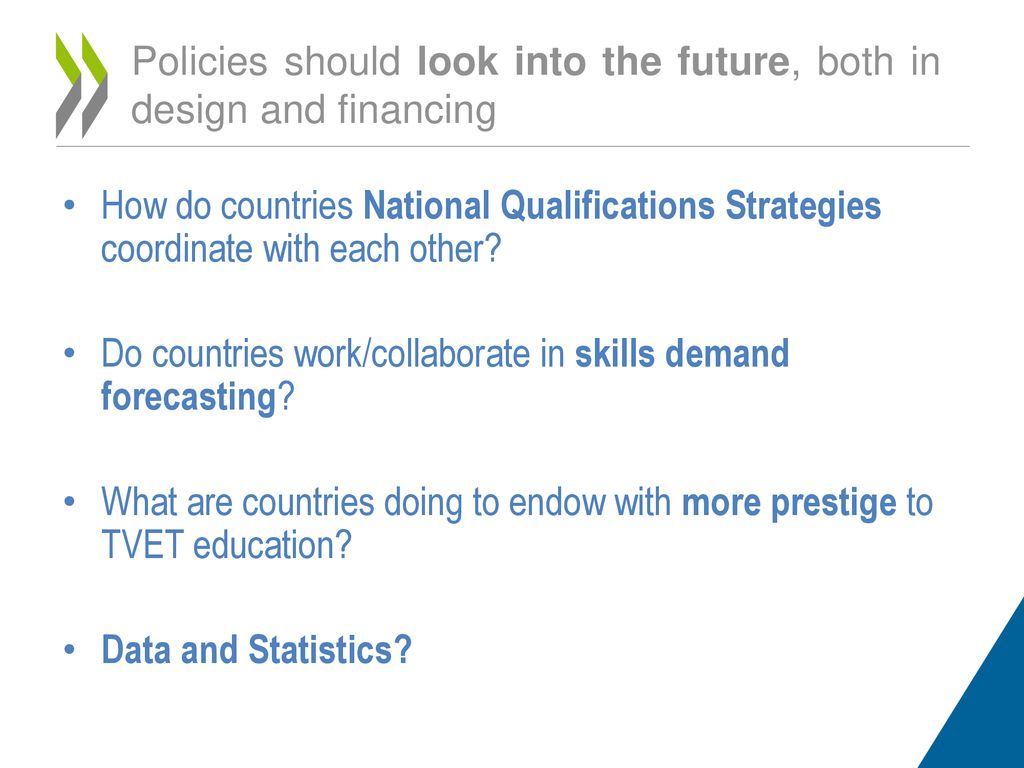 Policies should look into the future, both in design and financing