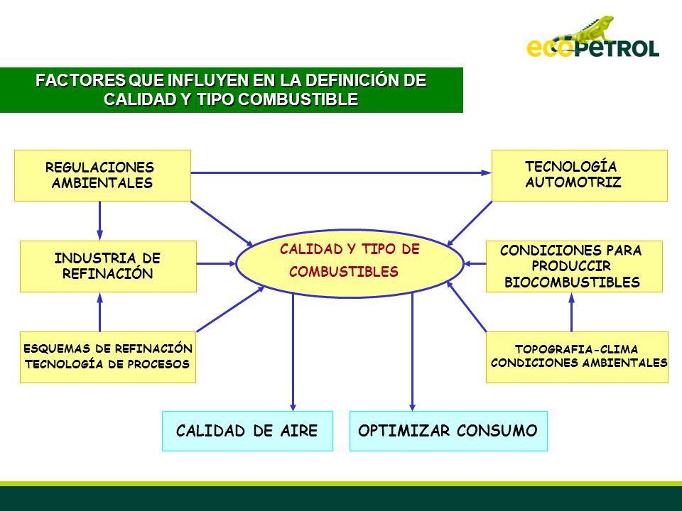 FACTORES QUE INFLUYEN EN LA DEFINICIÓN DE CALIDAD Y TIPO COMBUSTIBLE