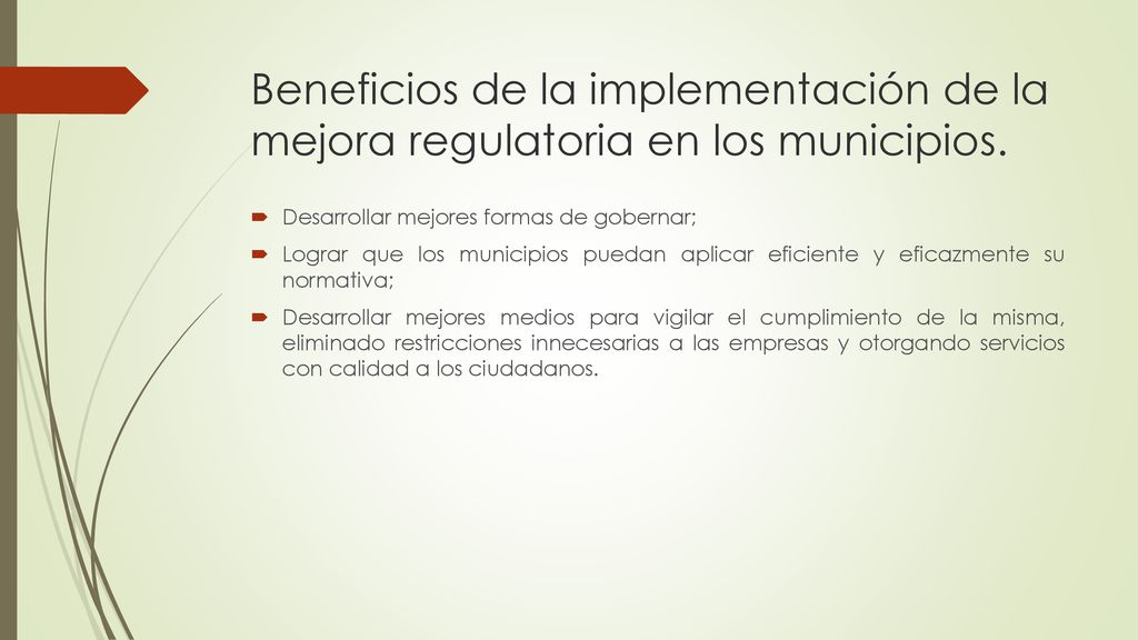 Beneficios de la implementación de la mejora regulatoria en los municipios.