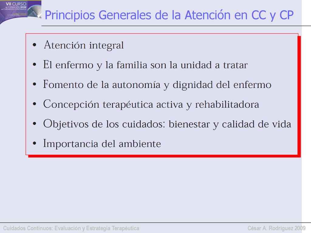 Principios Generales de la Atención en CC y CP