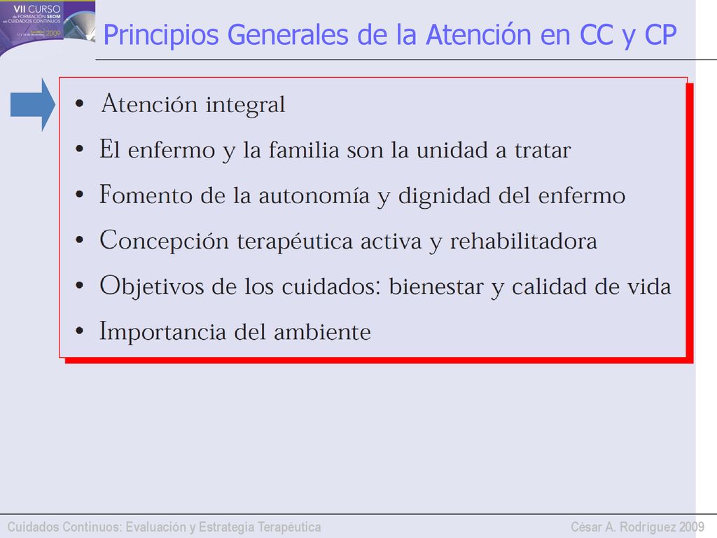 Principios Generales de la Atención en CC y CP